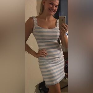 NWT 2 striped Nienie boucle blue white shift dress floral XS Lilly Pulitzer